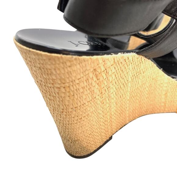 J Crew Womens Open Toe Black Wedge Platform Sandals Shoes Heels Slingback sz 6 - Picture 15 of 16